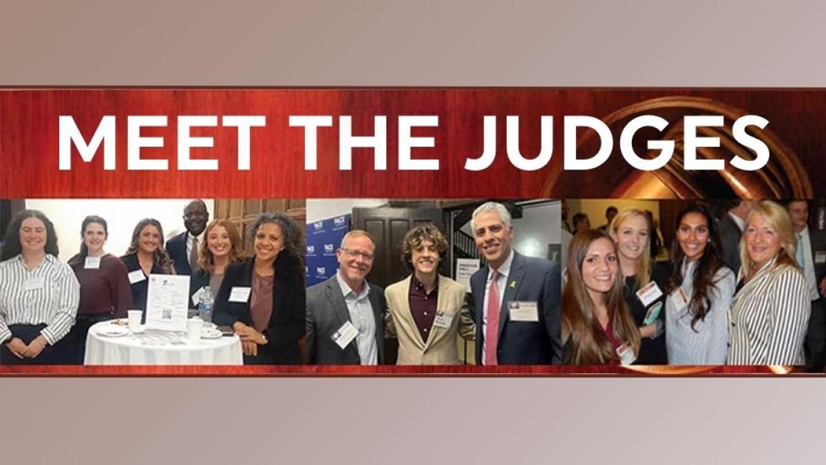 Westchester Bar Association Meet the Judges Graphic with a mix of students and judges from past events