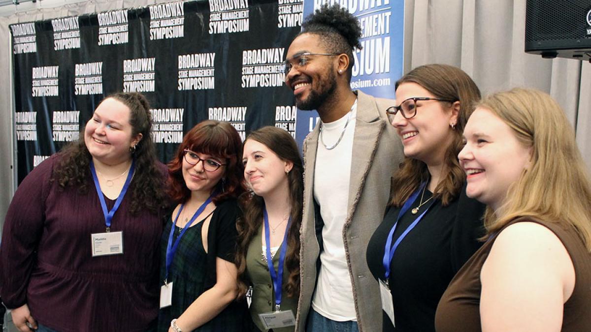Pace University students with Tony award winning stage manager, producer, and educator Cody Renard Richard at the 2025 Broadway Stage Management Symposium.
