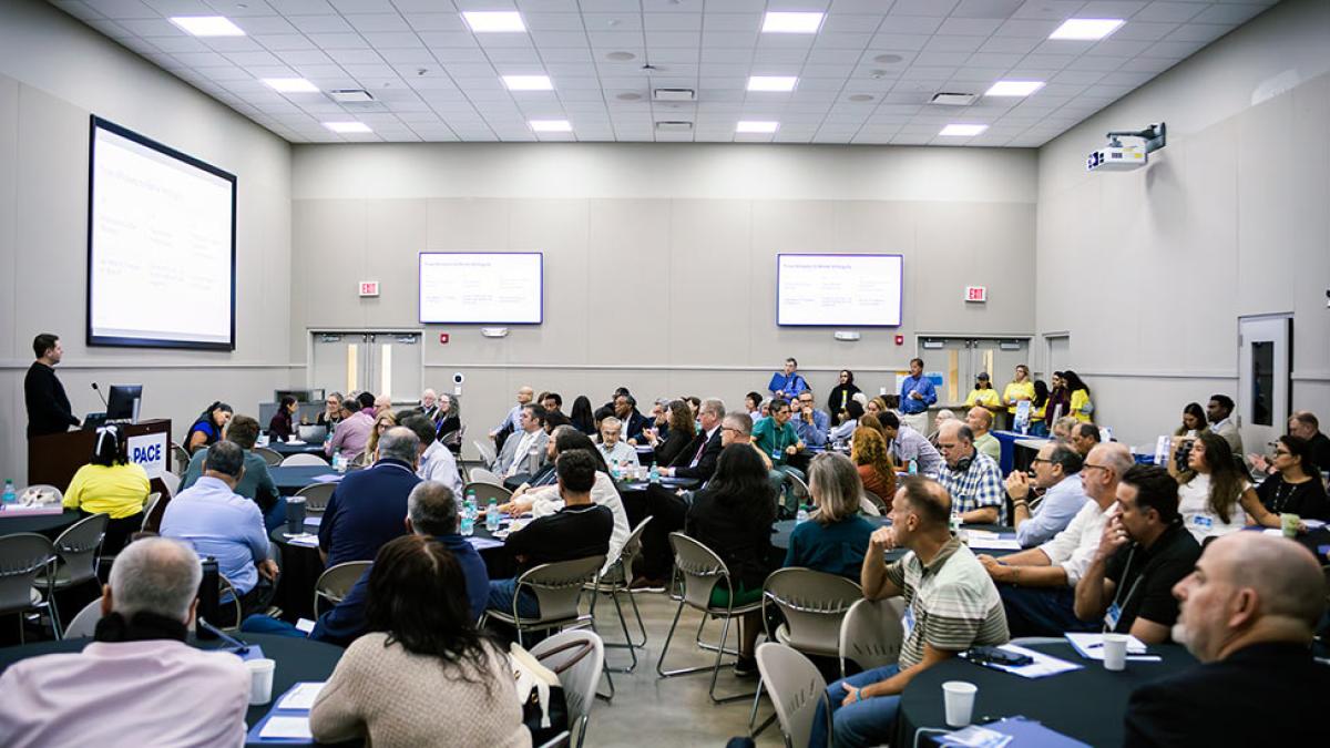 Charles Elliot of Google Cloud delivers the keynote at Pace University’s inaugural Actionable AI Conference in Pleasantville, N.Y., on September 26, 2025.