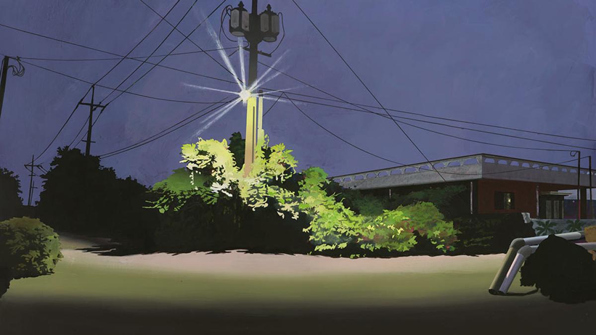 Siobhan McBride, Salt and Tangerines, 2026, acrylic gouache, paint marker, and colored pencil on paper on panel, 18 x 24 inches.