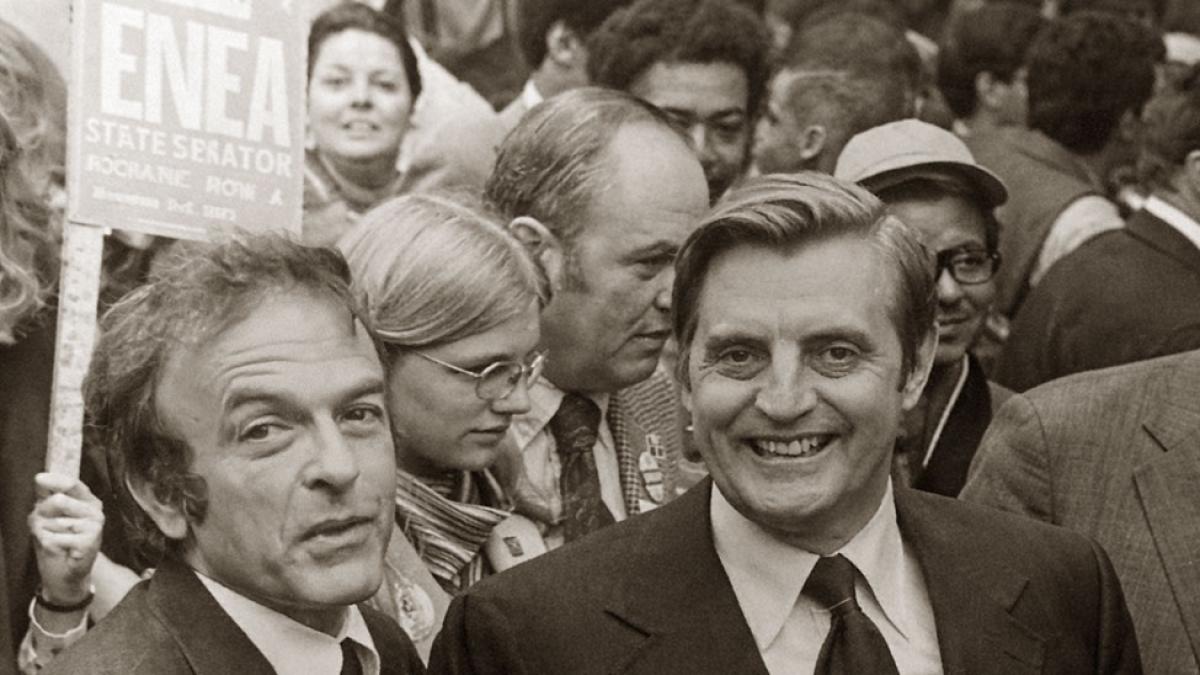 Richard Ottinger running for congressman in crowd