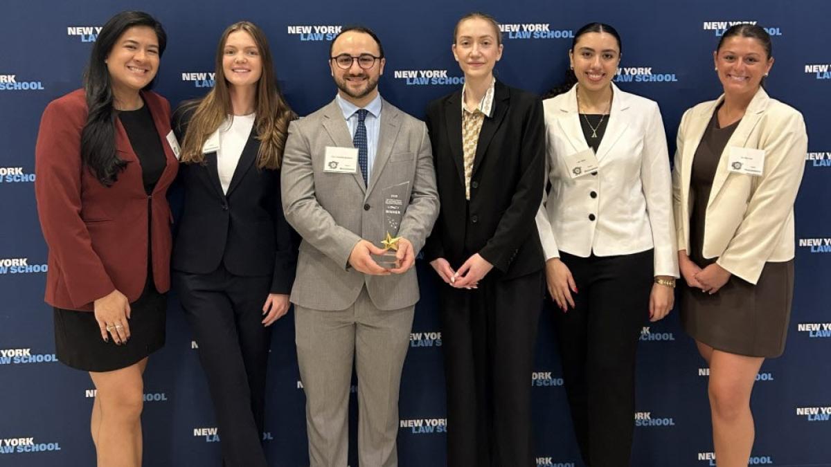 Elisabeth Haub School of Law ADR team and coaches including  Andrea Garcia, Alexa Stack, Zach Ouladelhadjahmed, Rebecca Ferguson, Asly Abbas, Madeline Law