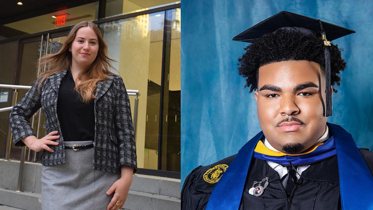 Split screen of Pace University class of 2026 commencement trustees award winners