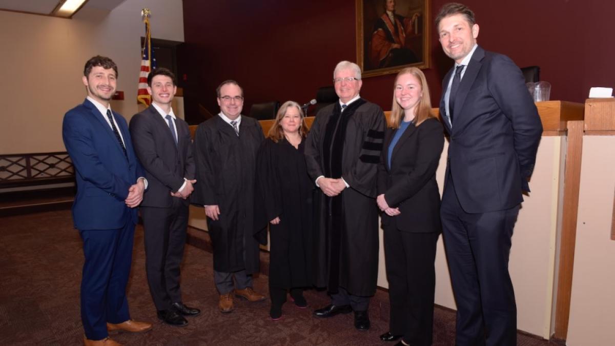 Elisabeth Haub School of Law moot courtroom group: competitors, judges, and Professor Czarnezki