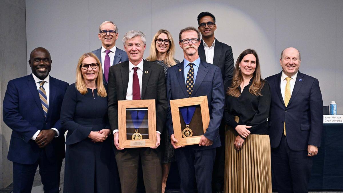 Group pictures of the people who built Pace Haub Law, including Dean Horace Anderson and Pace University President Marvin Krislov.