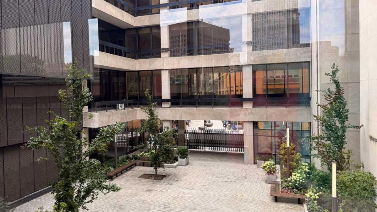Remodeled courtyard in One Pace Plaza.