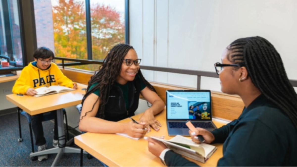 Mentor helping a student with academic skills