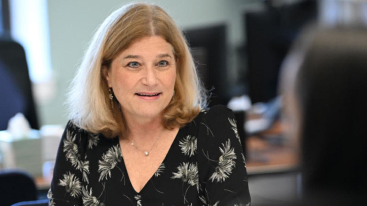 Elisabeth Haub School of Law Professor Jill Gross meeting with a student