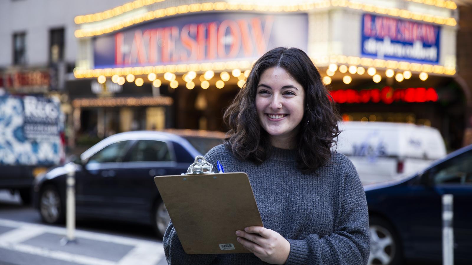 Pace student intern at the Stephen Colbert Late Show.