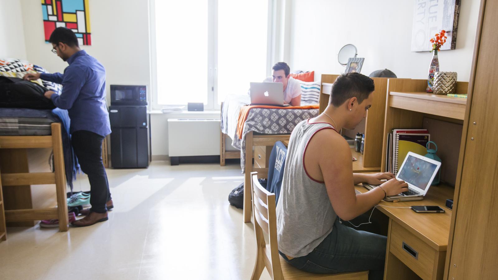 Students studying in their residential halls.