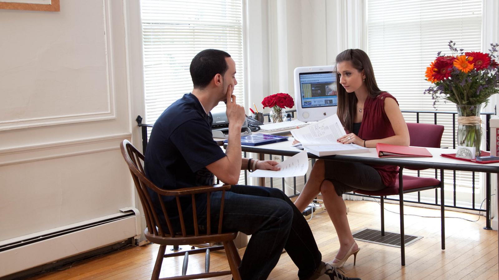 Student receiving counseling.
