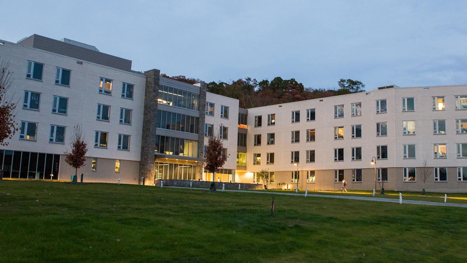 Image of one of the residential halls on the Westchester campus.