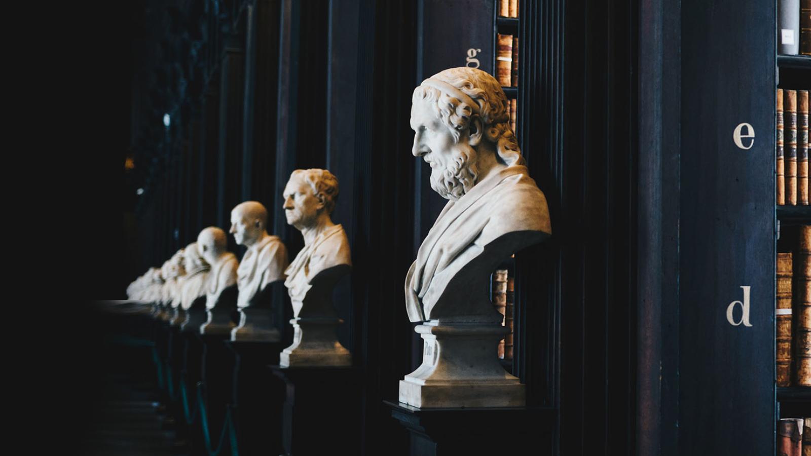 Statue busts of historical figures