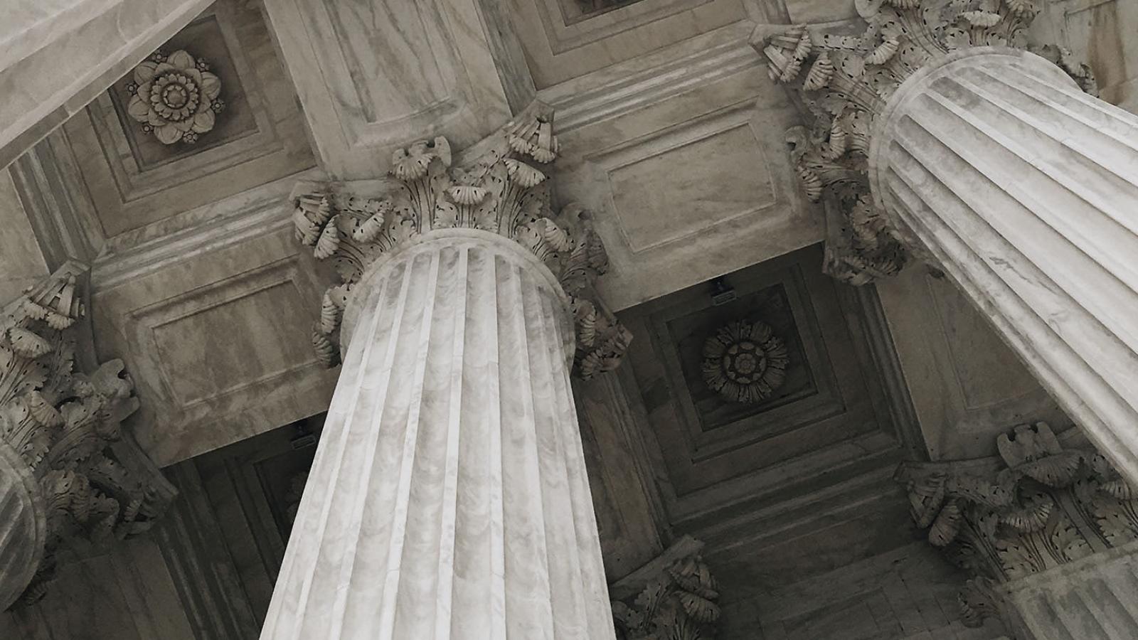 Large white columns leading upward