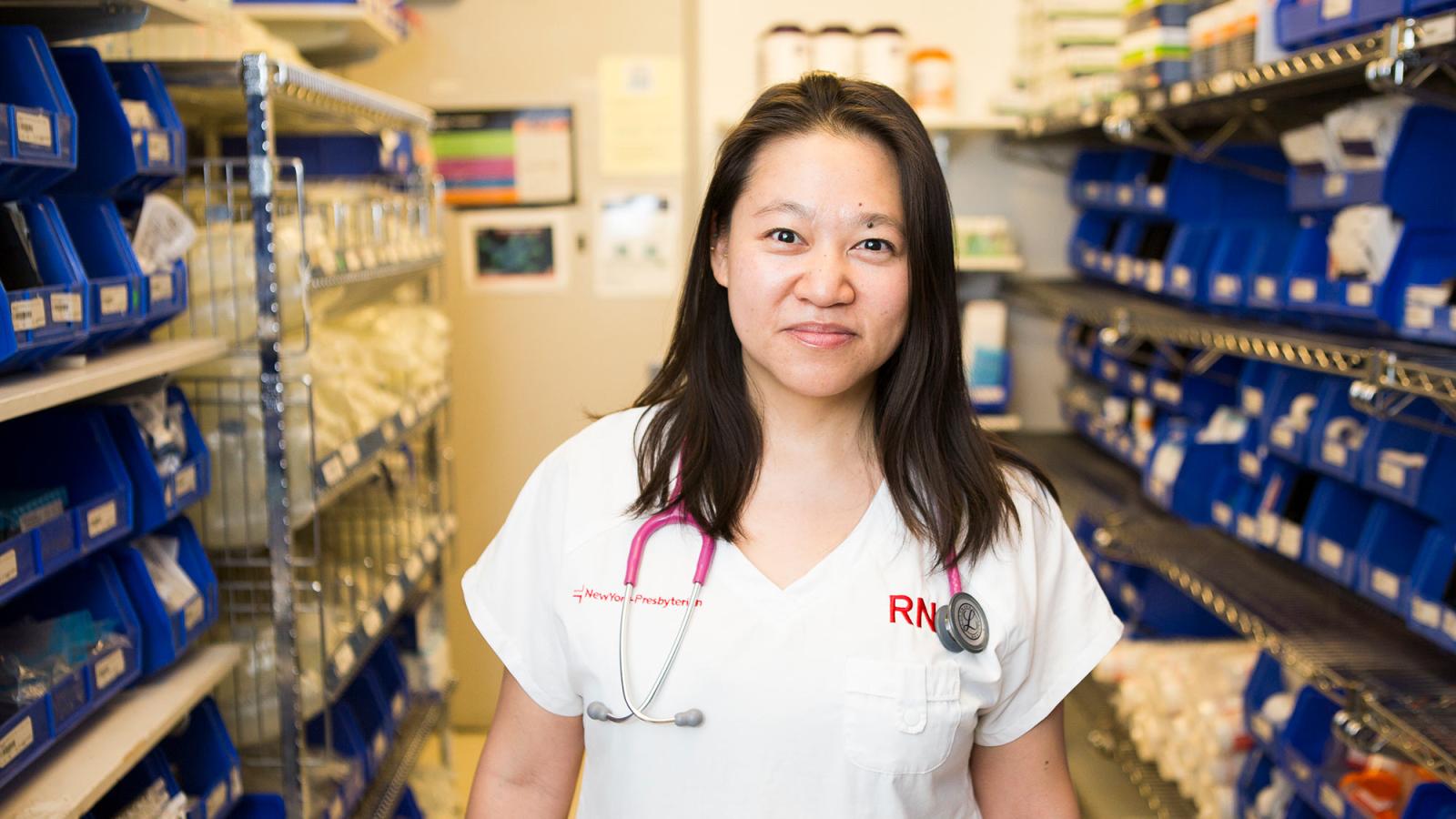 Pace University College of Health Professions student working in a clinical setting.