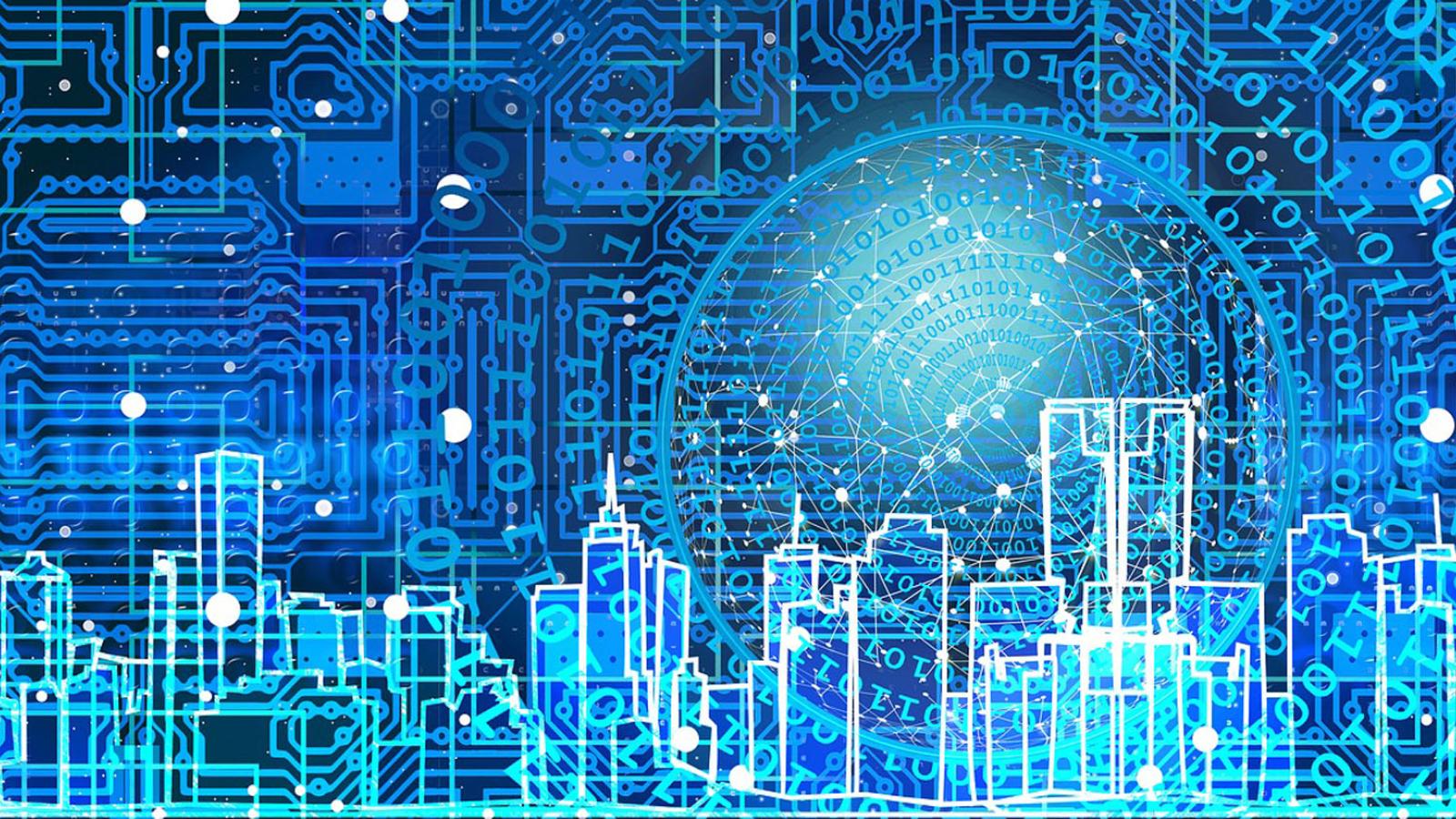 abstract graphic representing binary data and data science