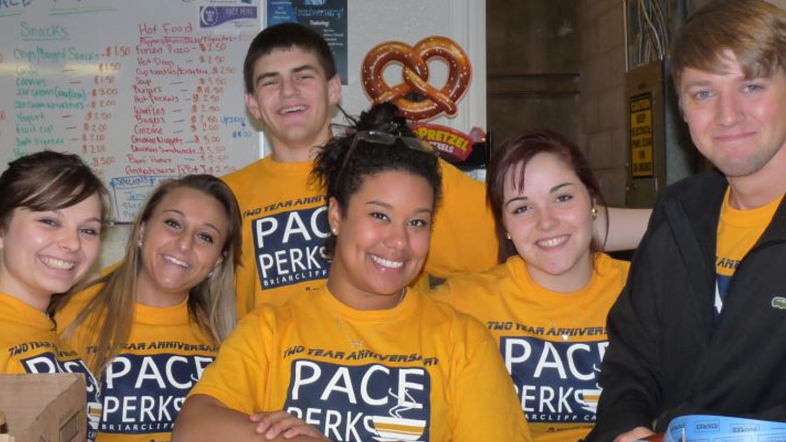Lubin students working in the Pace Perk student-run cafe on the Pleasantville Campus