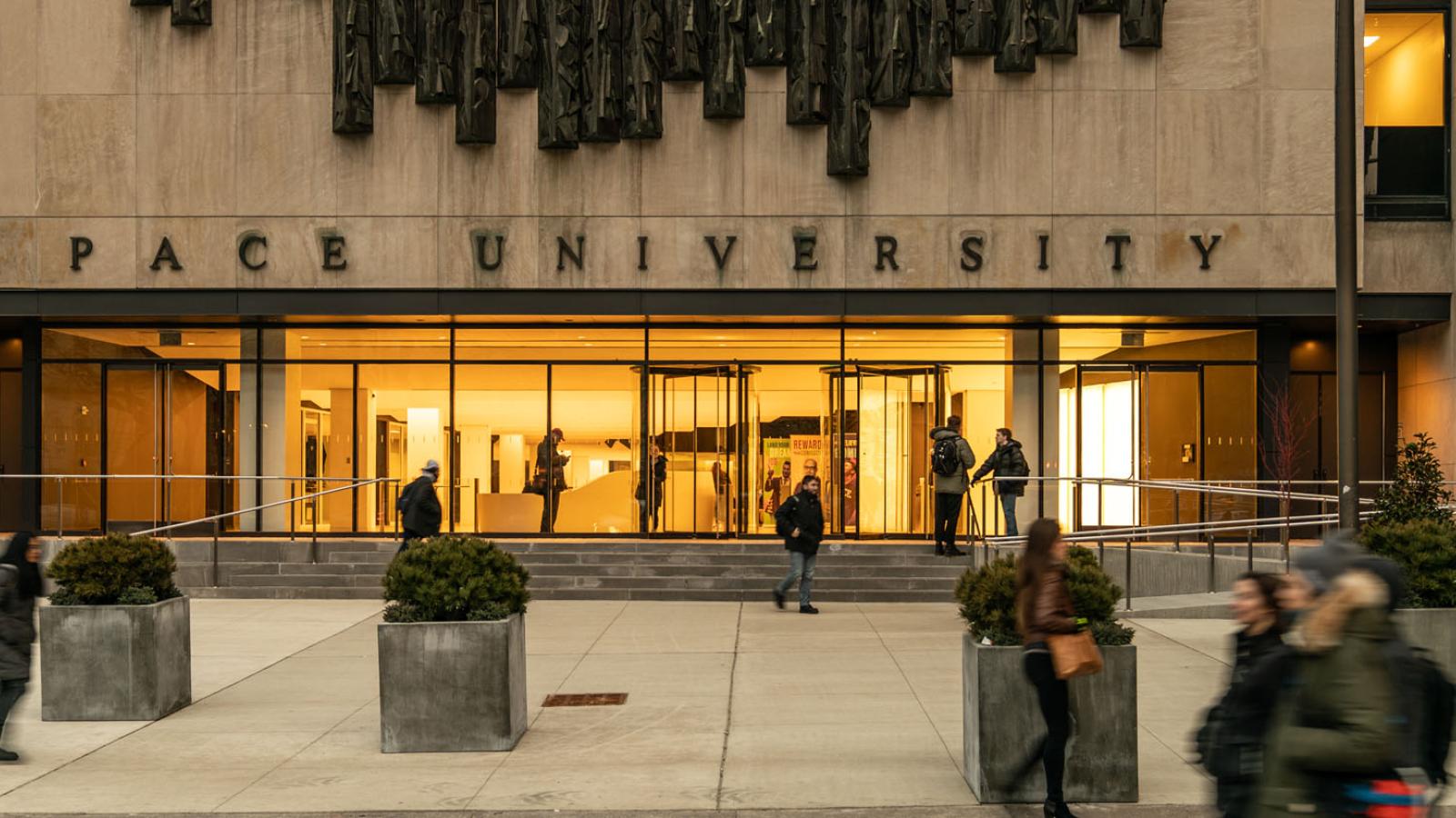 One Pace Plaza building on the New York City Campus of Pace University in Lower Manhattan