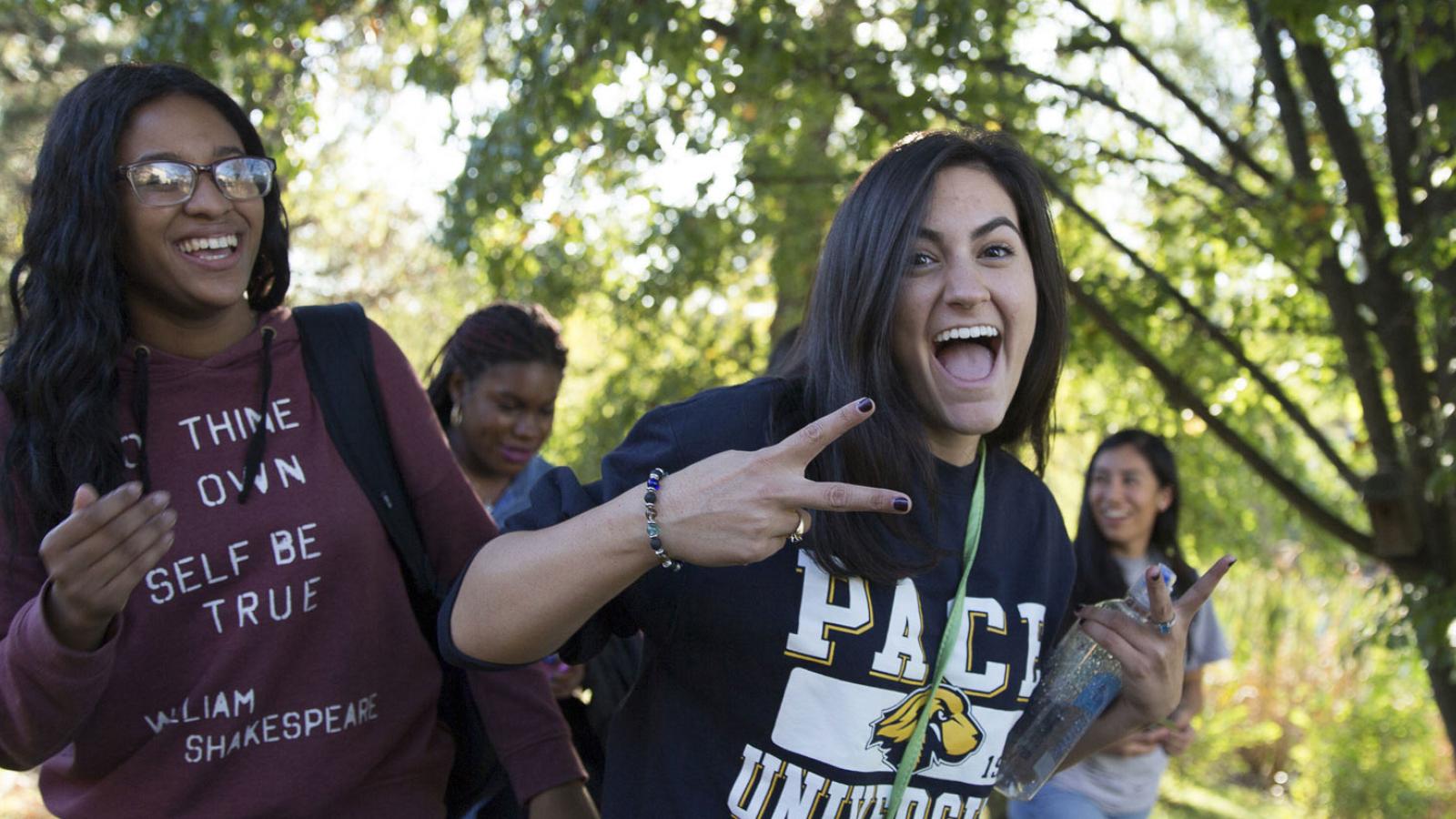 Students having fun on the Westchester campus.