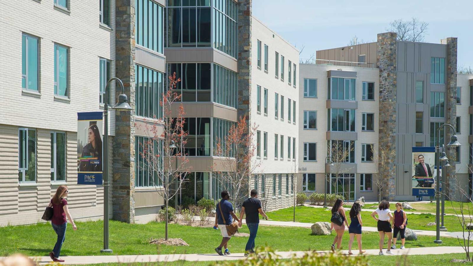 Students walk across Pleasantville campus.