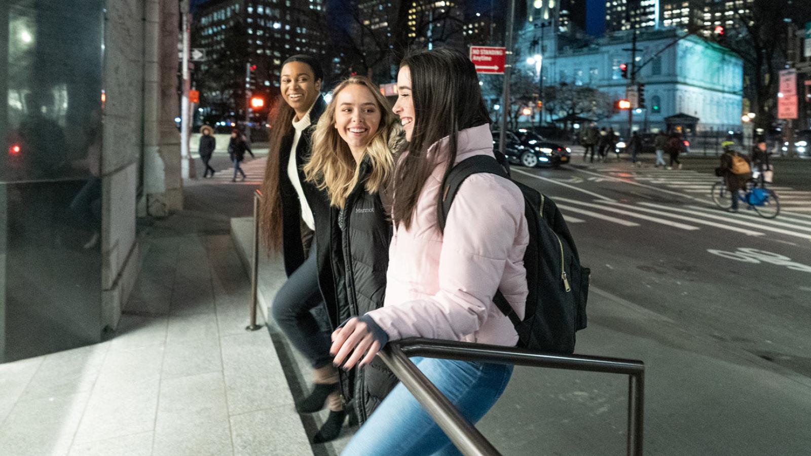 Students entering the NYC campus.