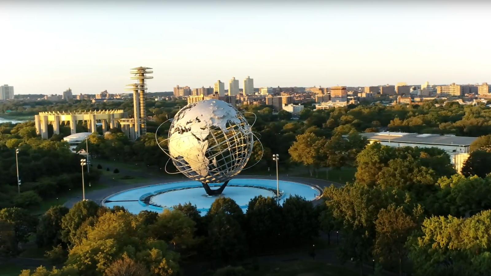 drone image of the USTA center in queens ny