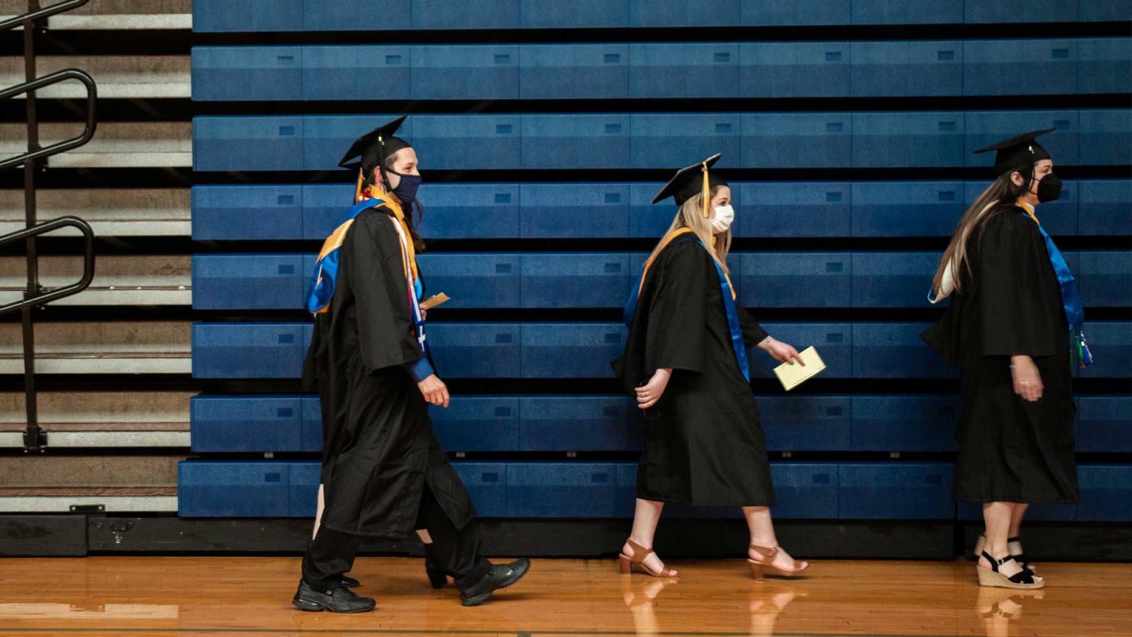 students in academic regalia