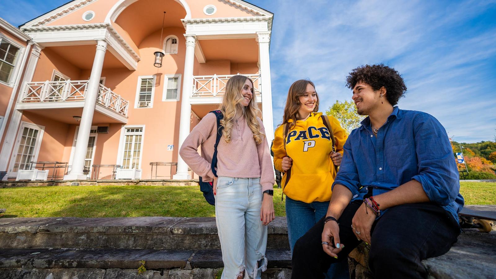 Three students on the Westchester Campus