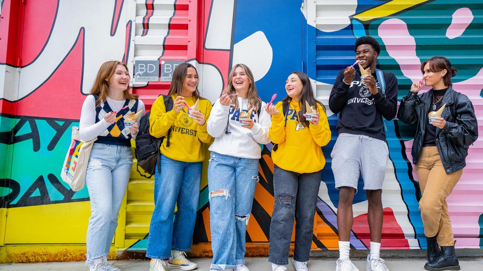 Pace students enjoying ice cream on the NYC Campus