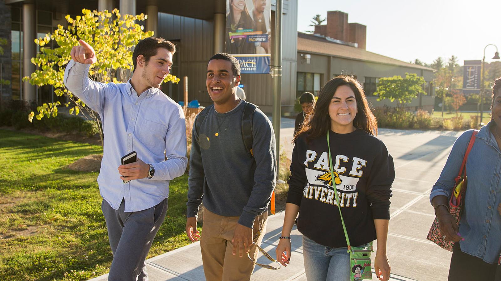 Students walking around the PLV campus.