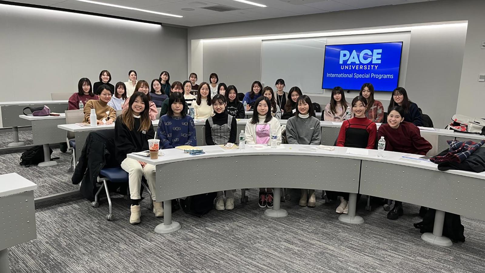 Pace English Language Institute students posing for a group photo