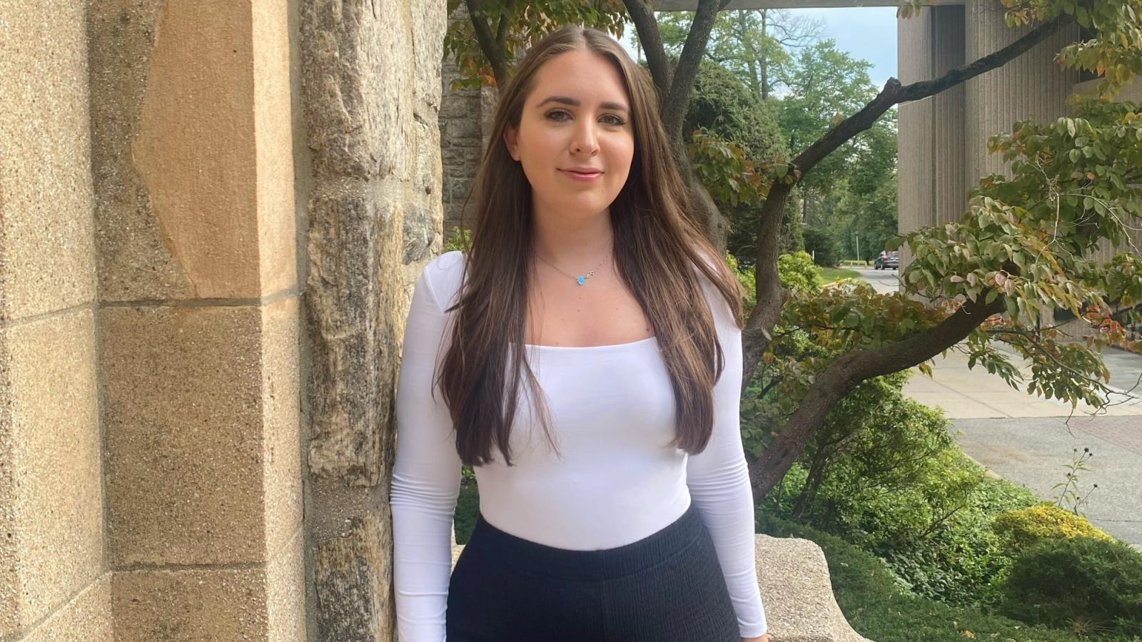 Elisabeth Haub School of Law student Julie Tokar standing outside the Law School