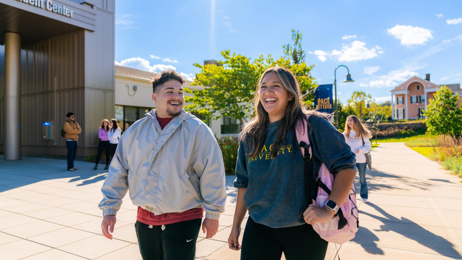 people walking on the pleasantville campus