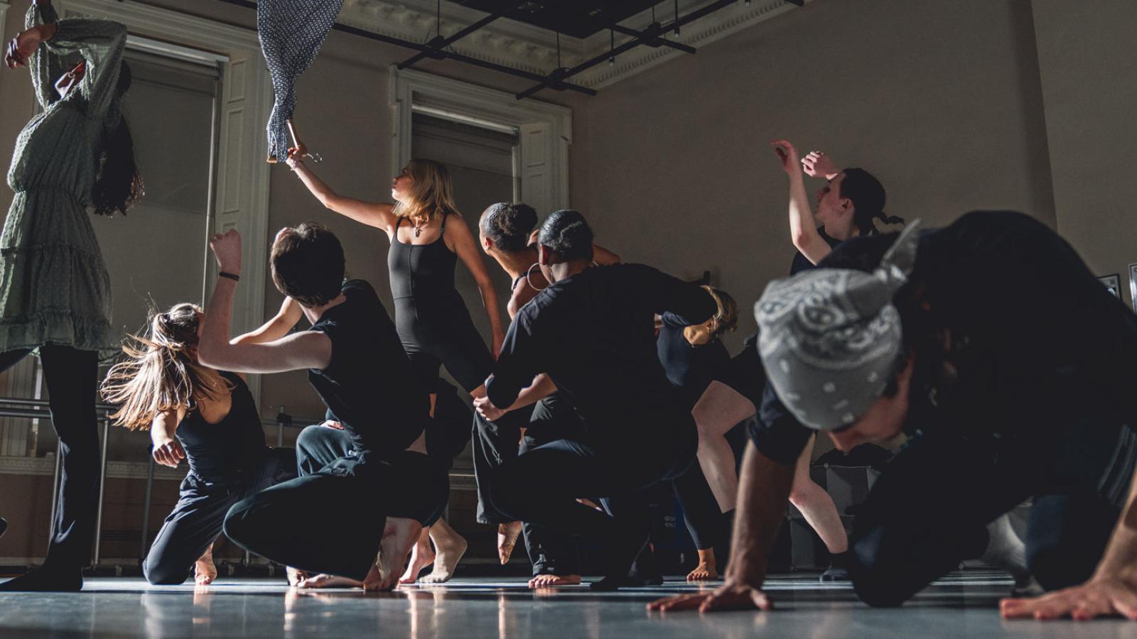 Students from the Sands College of Performing Arts at Pace University, dancing in a studio