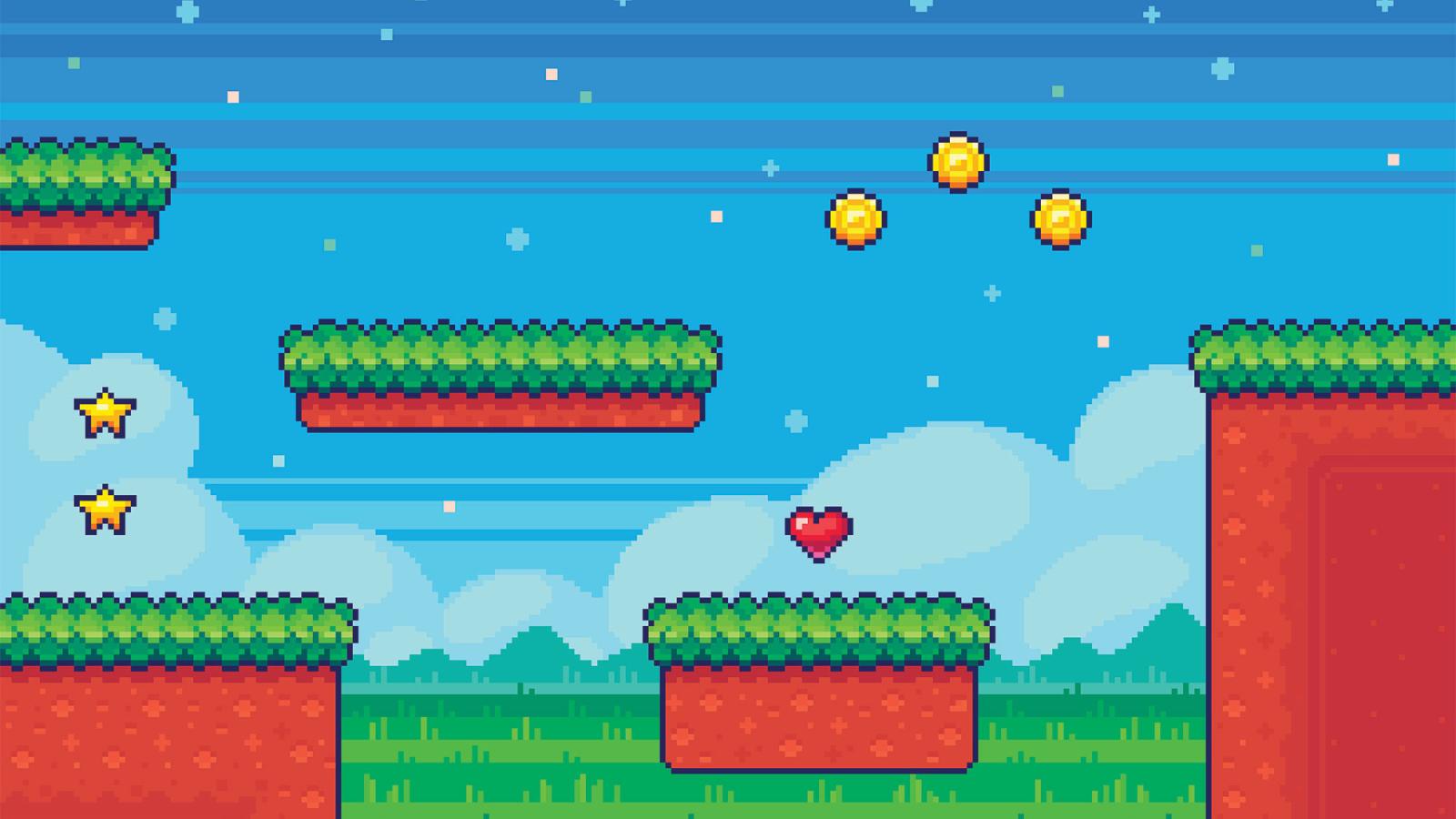 a frame of a pixel art platformer game