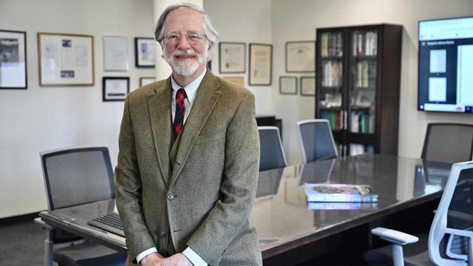 Elisabeth Haub School of Law at Pace University Professor Nicholas Robinson in the newly dedicated seminar space