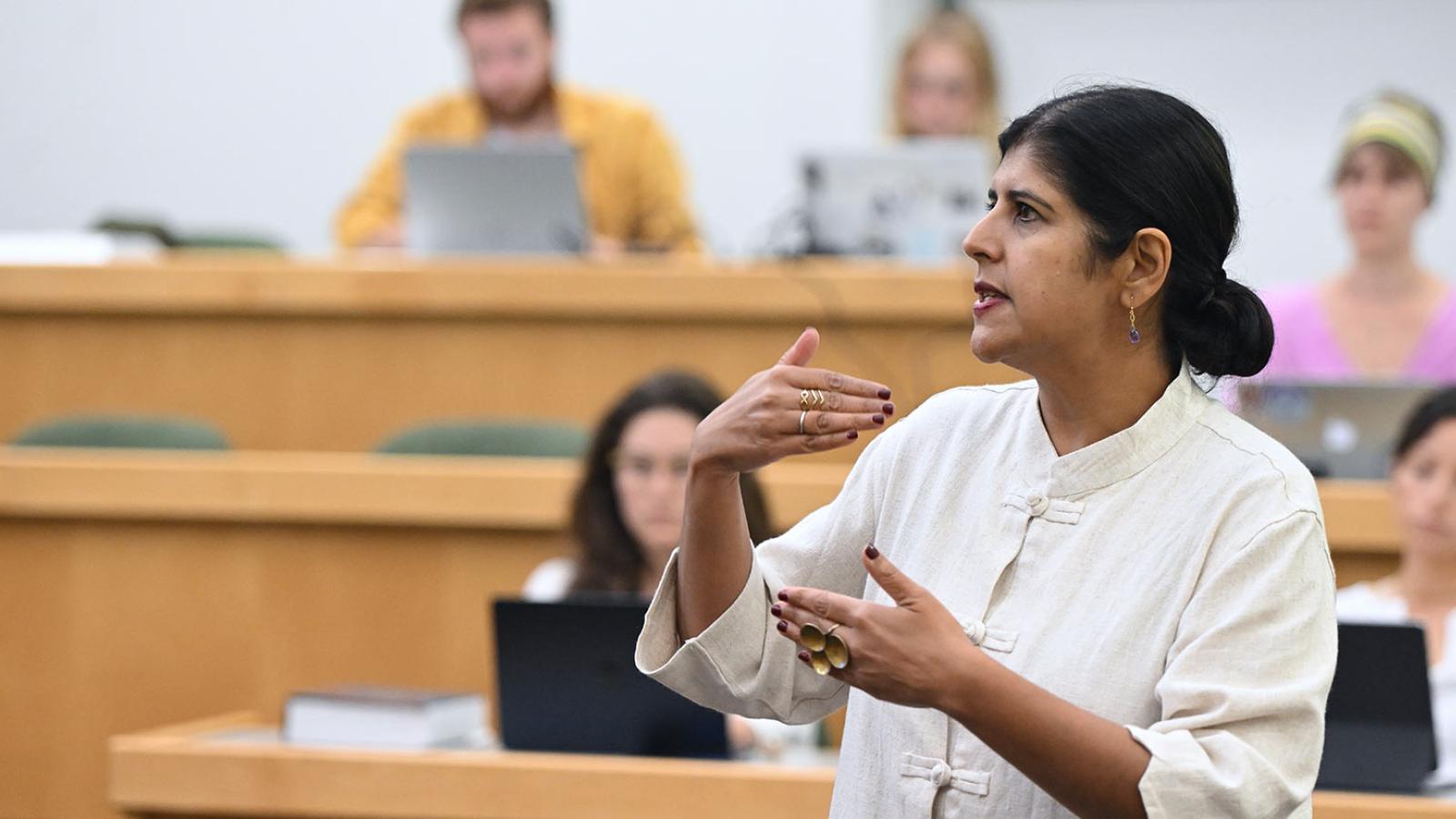 Elisabeth Haub School of Law at Pace University Professor Smita Narula teaching a class