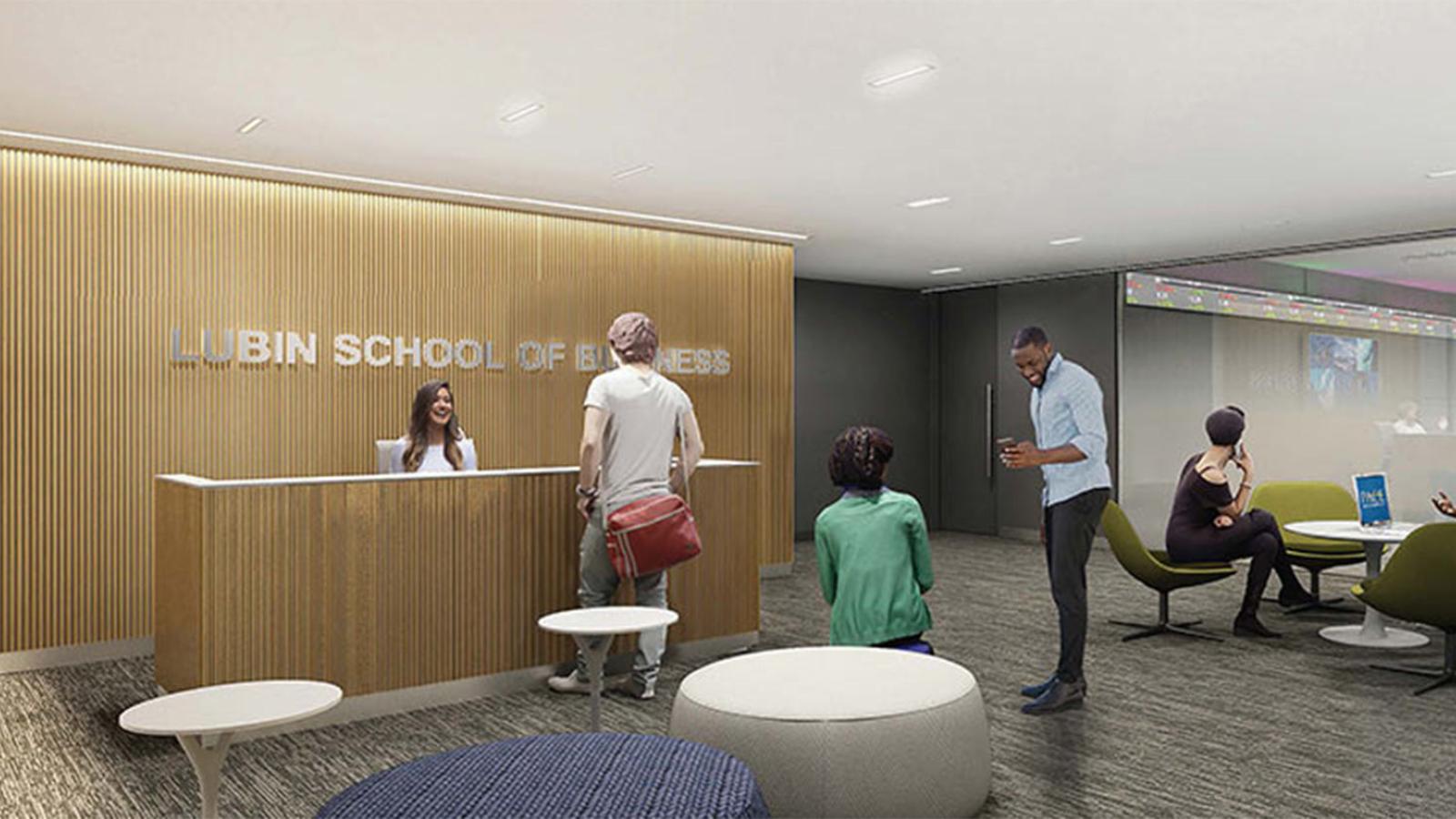 Reception Lounge, 4th floor, at the Lubin School of Business in NYC