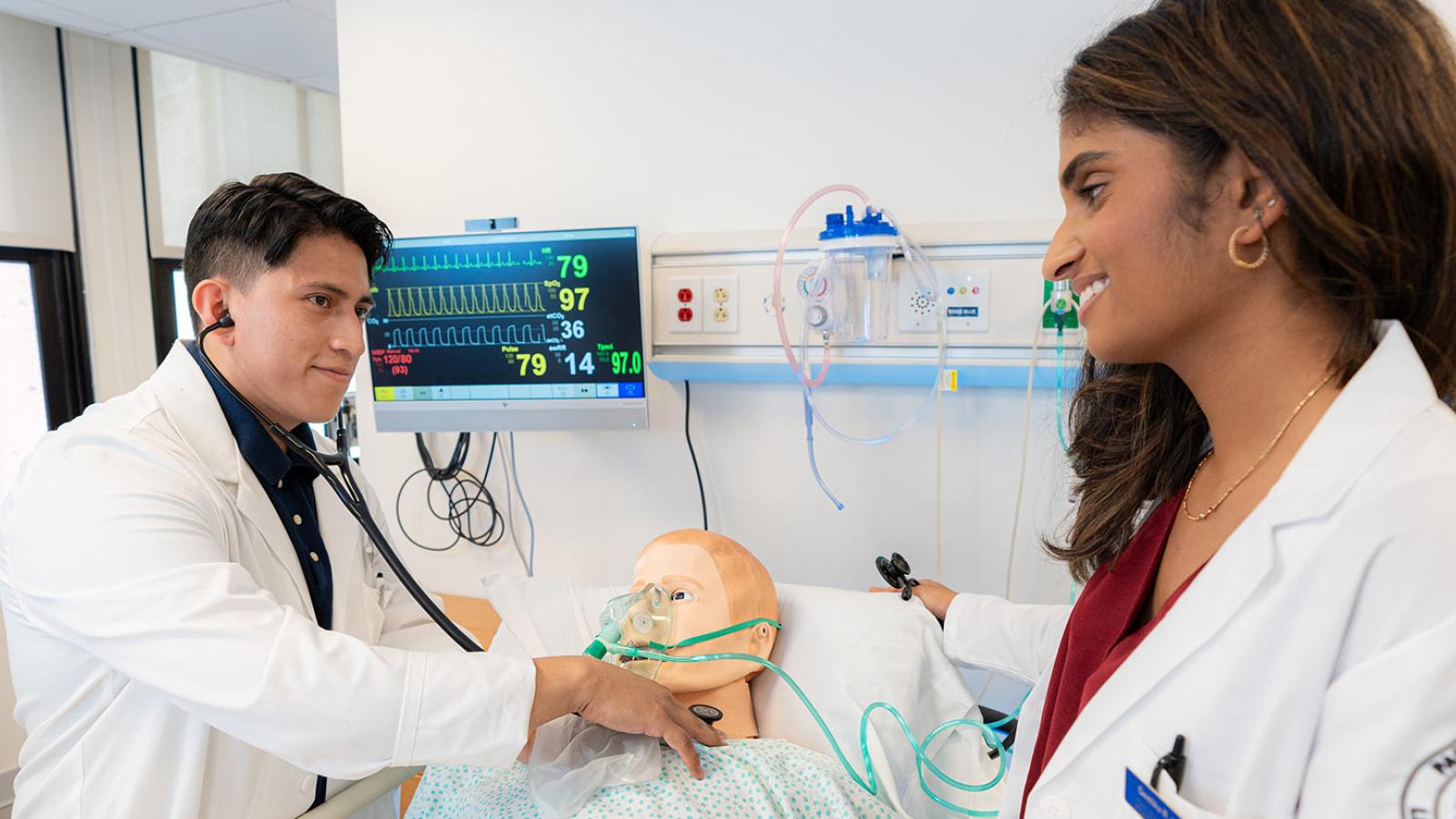 Pace University-Lenox Hill Physician Assistant students practicing in the Center for Excellence in Healthcare Simulation