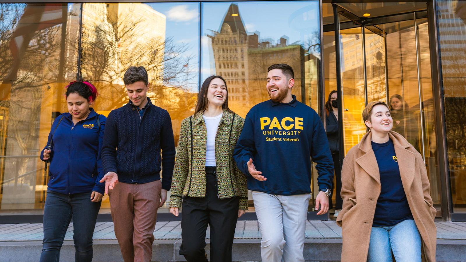Pace Students walking out of One Pace Plaza