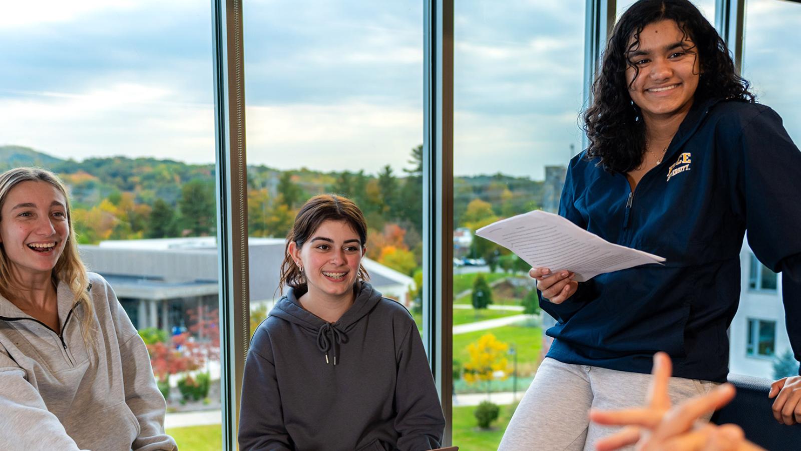 Pace Students working together at the Alumni Hall at the Westchester Campus