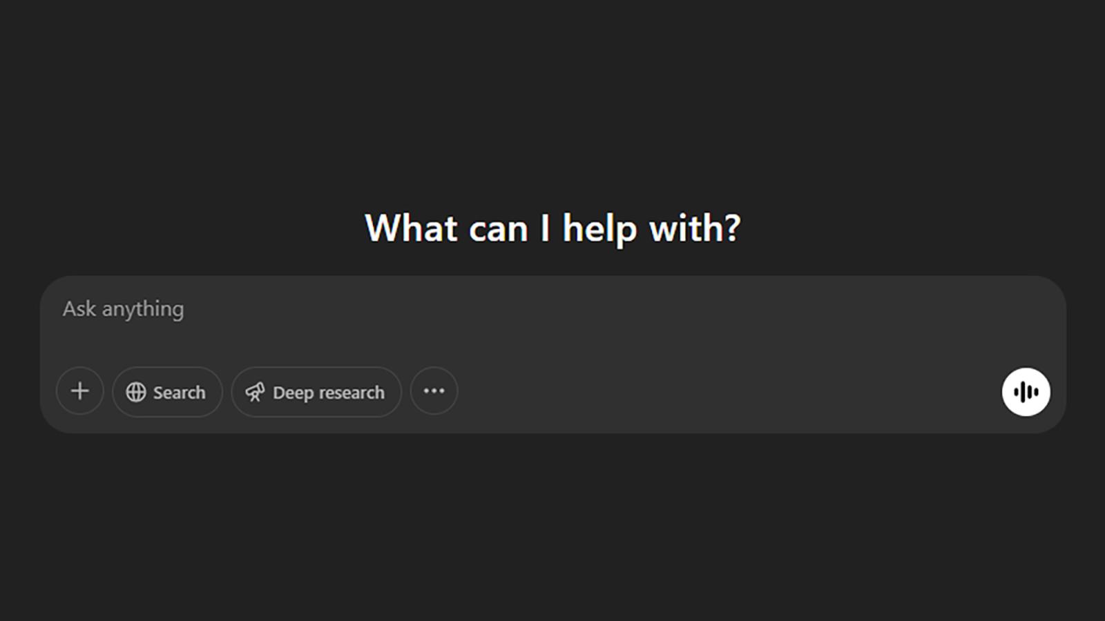 Screenshot of ChatGPT with the text "What can I help with?"