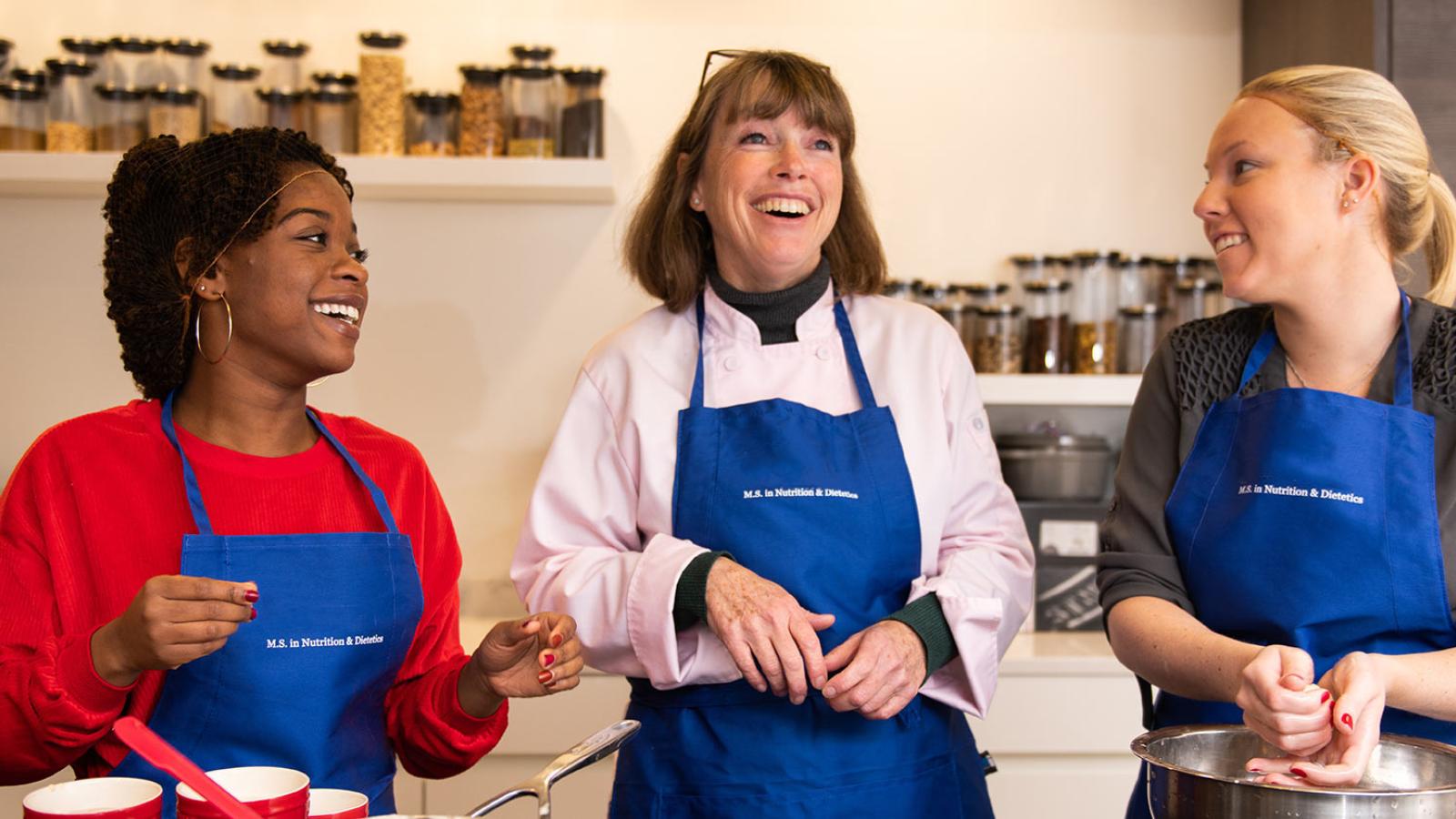 Pace University Nutrition and Dietetics students and faculty in the Henckels Cooking Studio