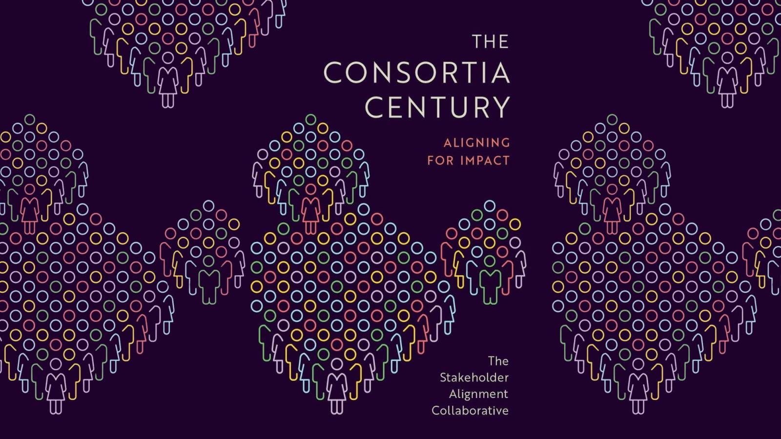 An abstract book cover for Seidenberg Professor Namchul Shin's book, The Consortia Century.