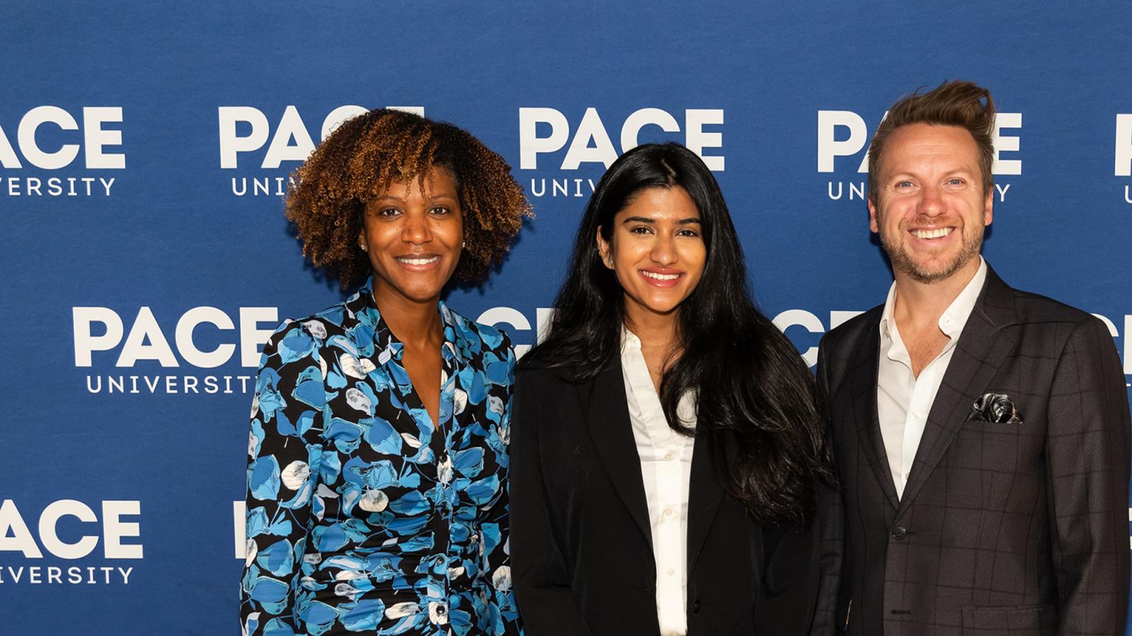 Group of Pace University alumni being recognized at the 2024 Pace Celebrates: Downtown Changemakers event.