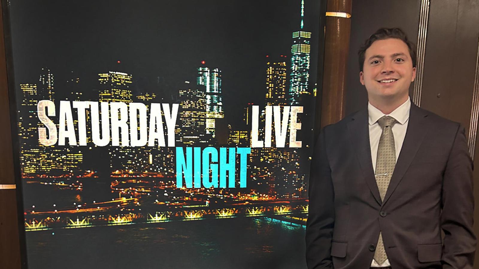 Lubin student Will Schmid at his Saturday Night Live internship