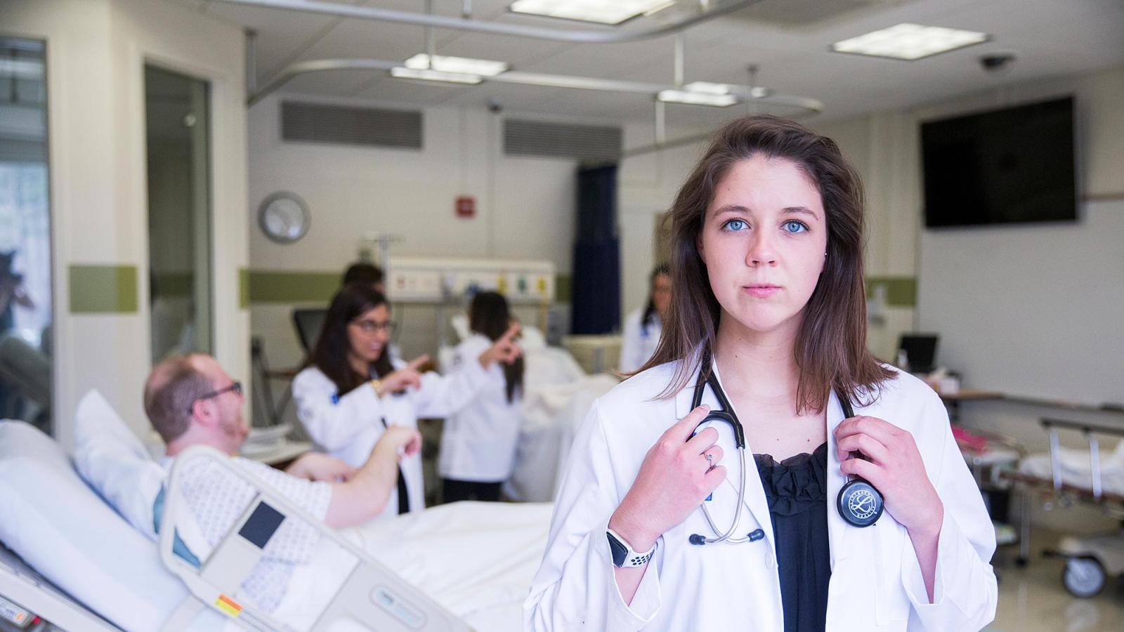 Pace College of Health Professions Nursing Student in Clinical Setting