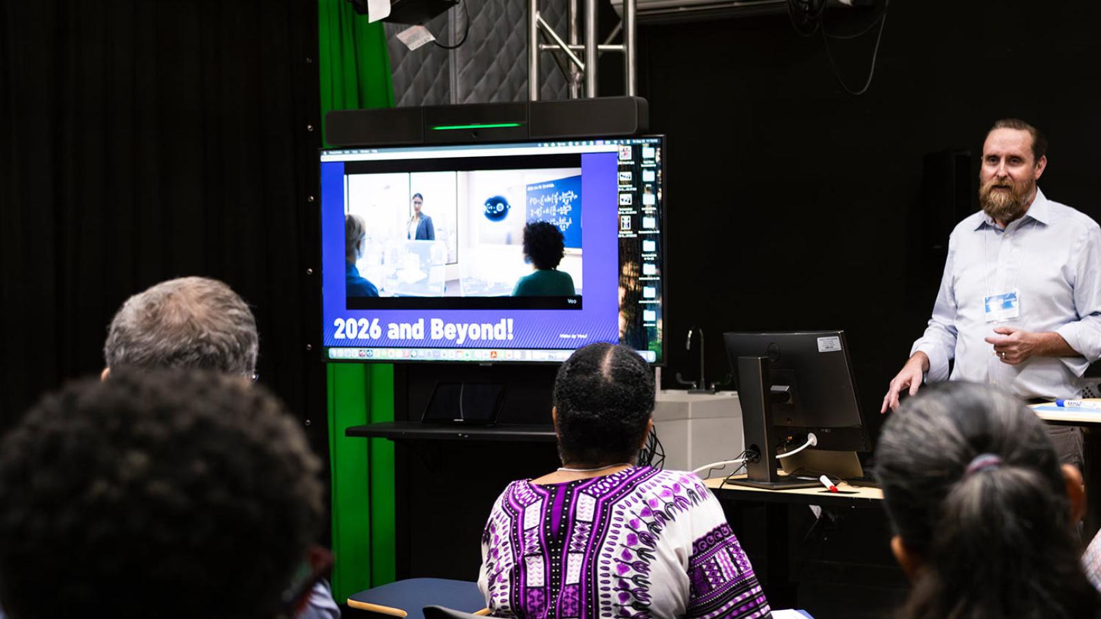 Pace University staff Gabriel Terrizzi leads an AI workshop at the Actionable AI Conference 