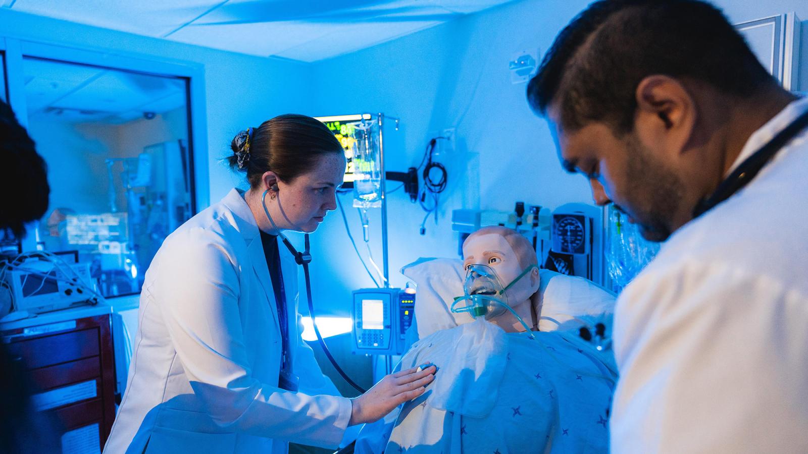 Pace University's College of Health Professions students learning at the Center of Excellence in Healthcare Simulation in Pleasantville, NY.