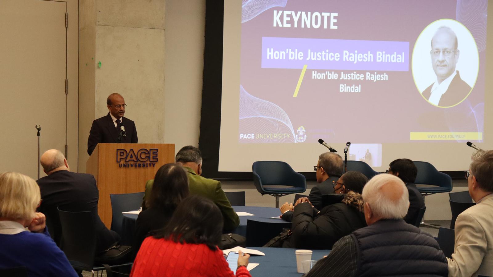Judge of the Supreme Court of India Mr. Justice Rajesh Bindal delivers the keynote at Pace University’s Intelligent Futures AI Conference on the lower Manhattan campus on March 23, 2026.